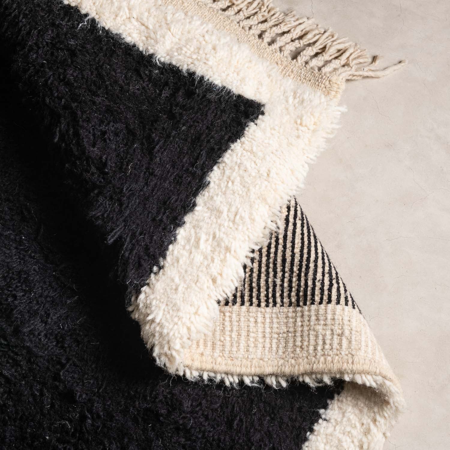 Luxurious Black Moroccan Beni Ourain Handmade Rug