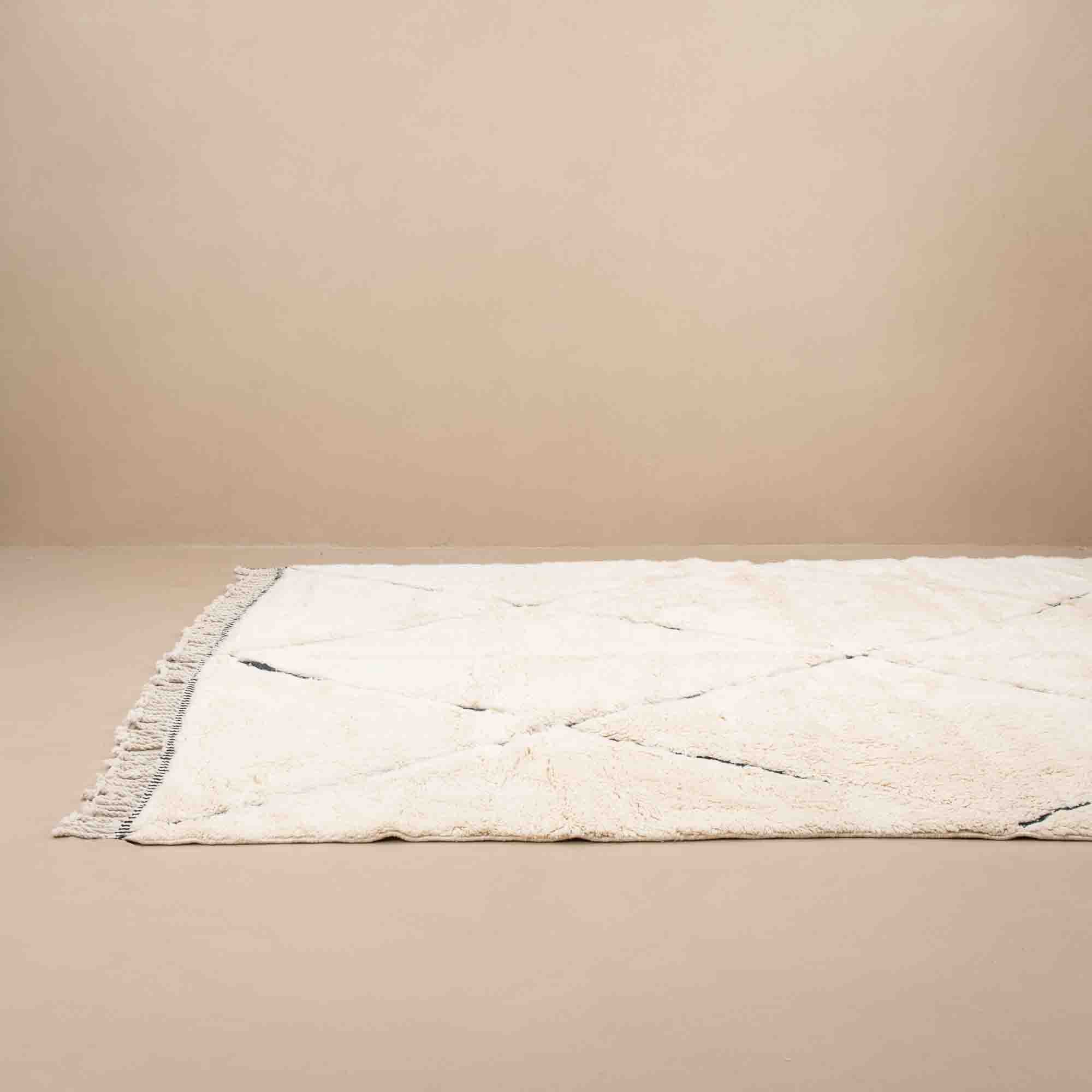 Luxurious Moroccan Black Beni Ourain Handmade Rug