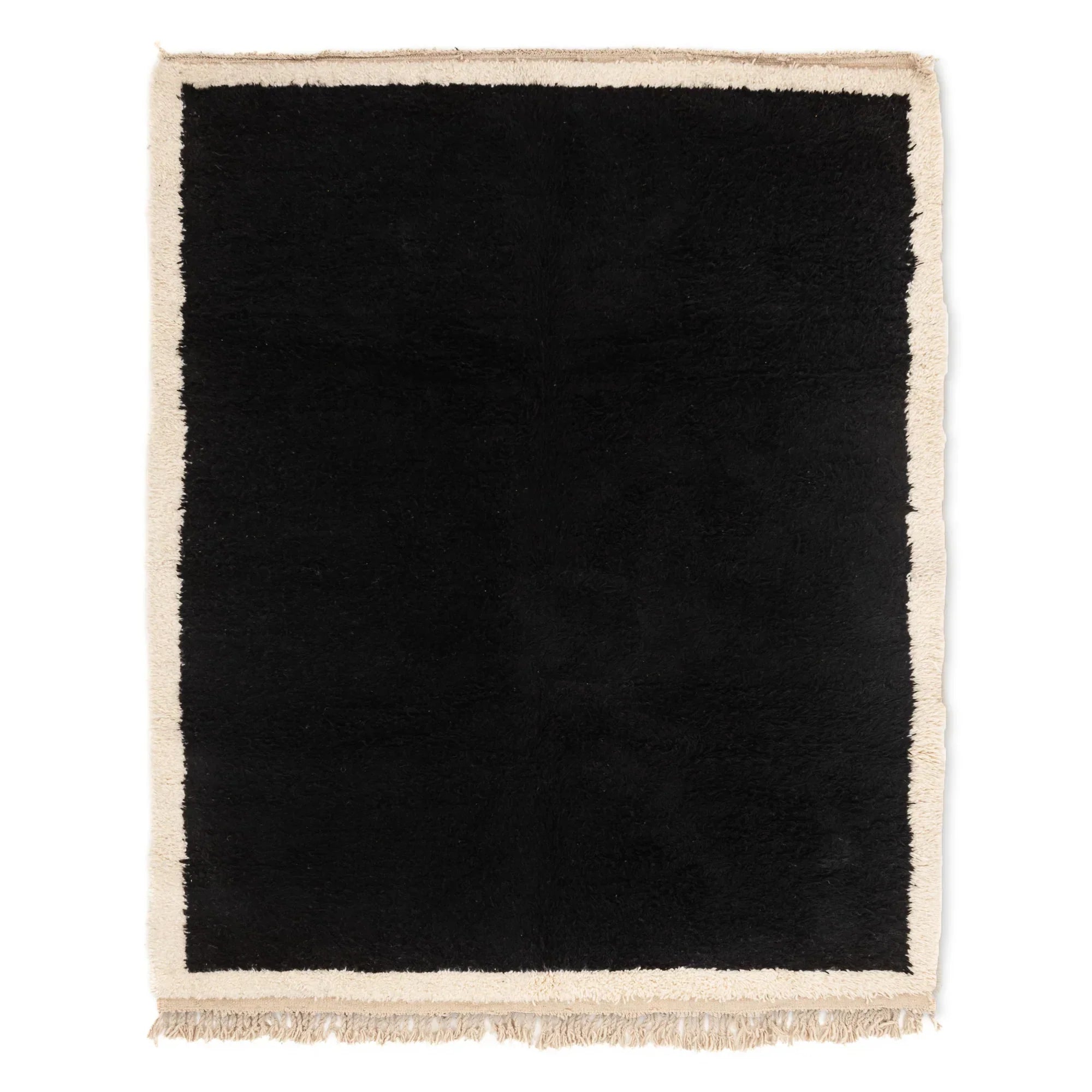 Luxurious Black Moroccan Beni Ourain Handmade Rug